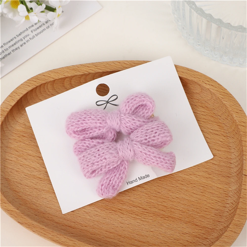 2Pcs/Set Wool Knit Hair Clips Cute Hairpins Girls BB Clips Sweet Hair Clip Barrettes Kids Headwear Baby Girl Hair Accessories