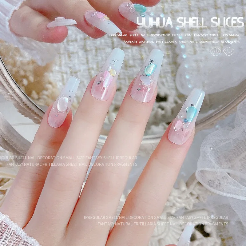 1Pcs Natural Shell Nail Charms Dried Rose Abalone Fragments Irregular Color Shell Flakes Manicure DIY Nail Art Decor Accessories