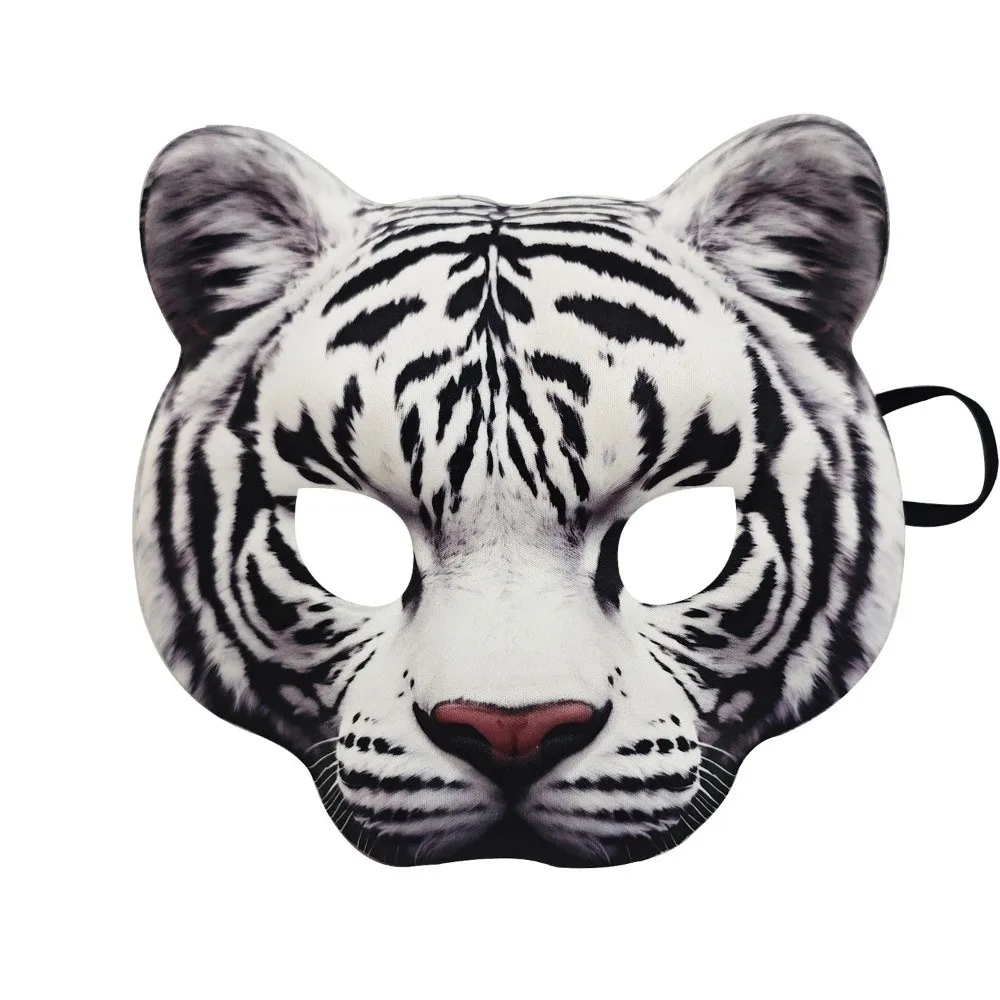 Máscara de lobo de Halloween, accesorios de fiesta, Cosplay, máscara de tigre EVA, cinta elástica, Animal Husky, media cara, accesorios de disfraz