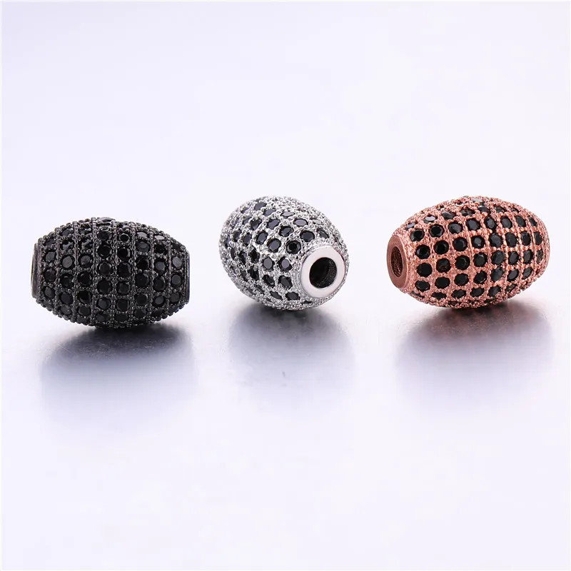 Juya Handmade Micro Pave Zircon Metal Decorative Oval Beads For DIY Women Men Fashion Needlework Beading Jewelry Making