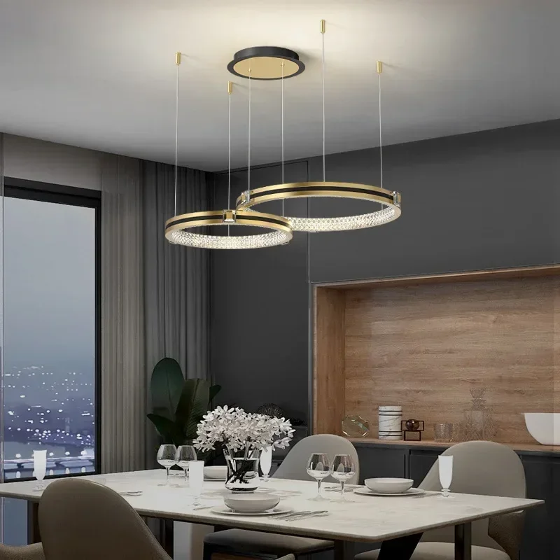 Anillo moderno de lujo decoración círculo candelabro de aluminio LED sala de estar isla plataforma Loft sala de exposiciones accesorios de iluminación
