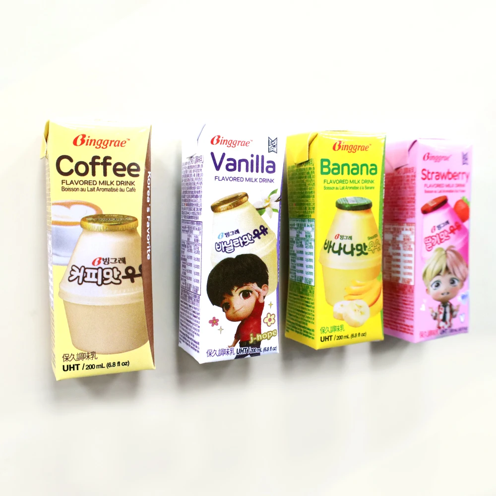 Simulation food play Korean banana milk refrigerator stickers mini vanilla coffee milk carton refrigerator decoration