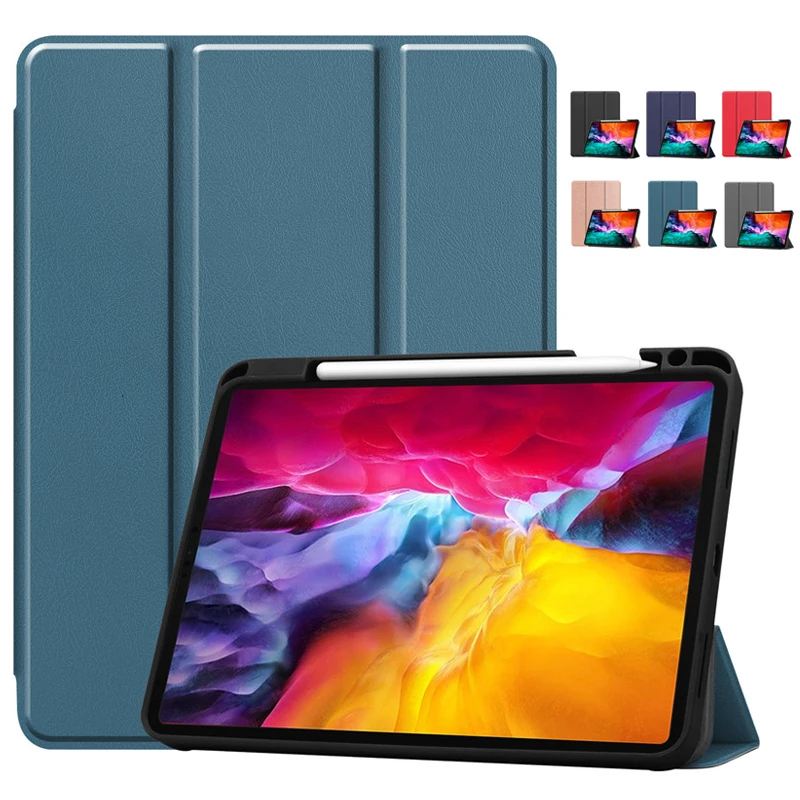 Para iPad Pro 2021 Funda 11 Funda magnética triple para Funda iPad Pro 11 2021 2020 Funda con portalápices Funda inteligente de cuero