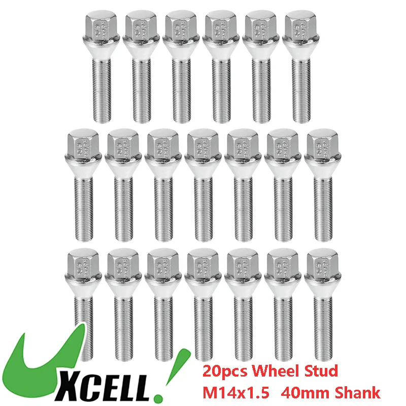 

20pcs M12x1.25 Extended Wheel Lug Bolts Carbon Steel Wheel Studs Conical Seat 40mm Shank Silver for Jeep Renegade 2015-2022