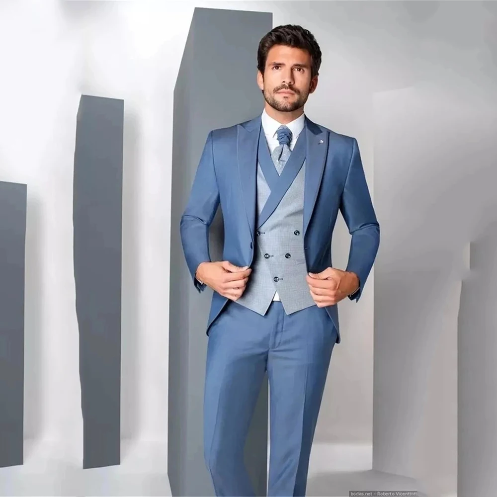 2023 Slim Fit Männer Anzüge Für Hochzeit 3 Stück (Blazer + Weste + Hosen) spitze Revers Formale Geschäfts Bräutigam Tragen Smoking Kostüm Homme