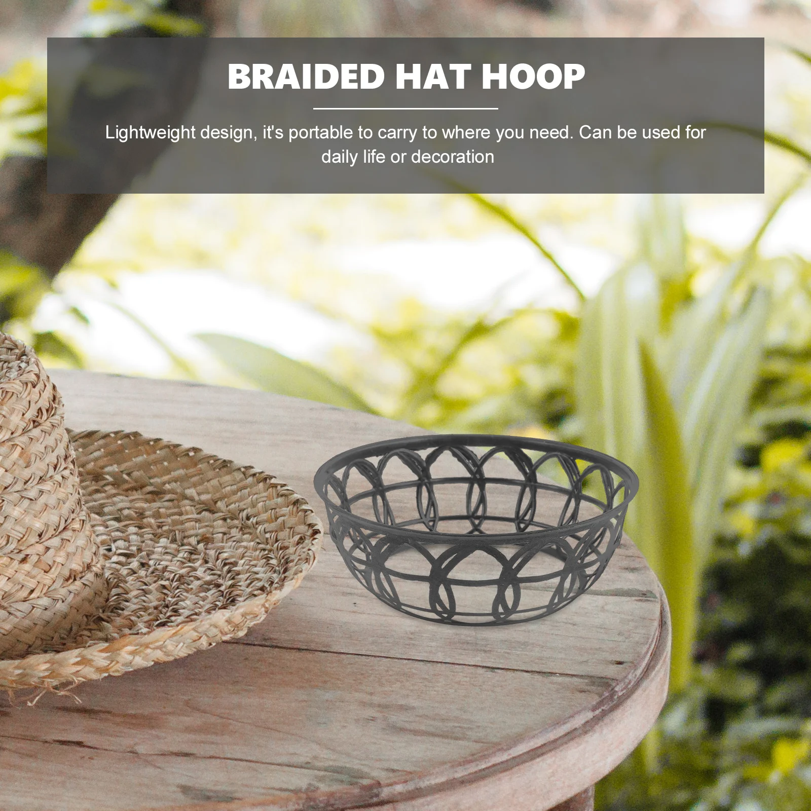 

6pcs Inner Support Black Hoop Material Straw Braided Shaper Hat Straw Inner Loop Making Woven Hat Plastic Ring Supplies