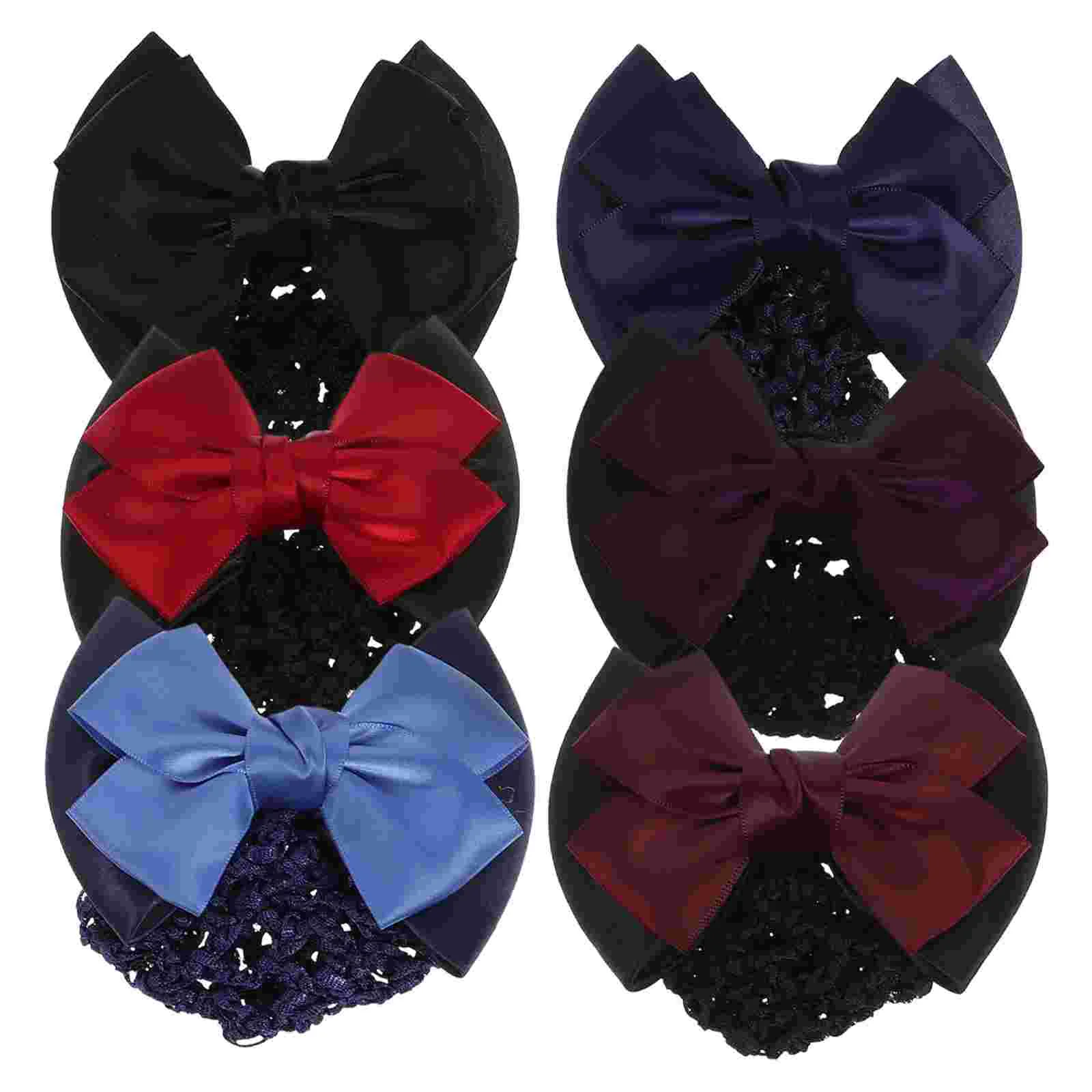 

6 Pcs Mesh Hairpin Elastic Clips Snood Hairpins Bow Headdress Women's Black Boots Rhinestones Bun Nets Miss