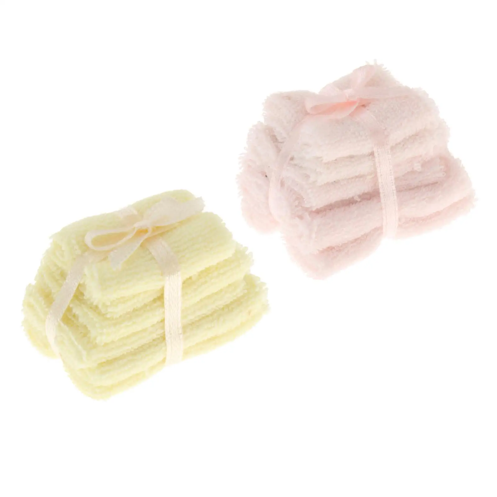 Dollhouse Miniature Towel Set Bath Towel Pile Model Bathroom Furniture Decoration Dolls House Play DIY Projects Toys