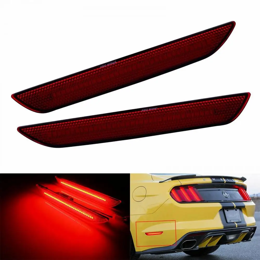 

2x Red Len LED Side Marker Bumper Reflector Tail Light lamp For Ford Mustang 15+