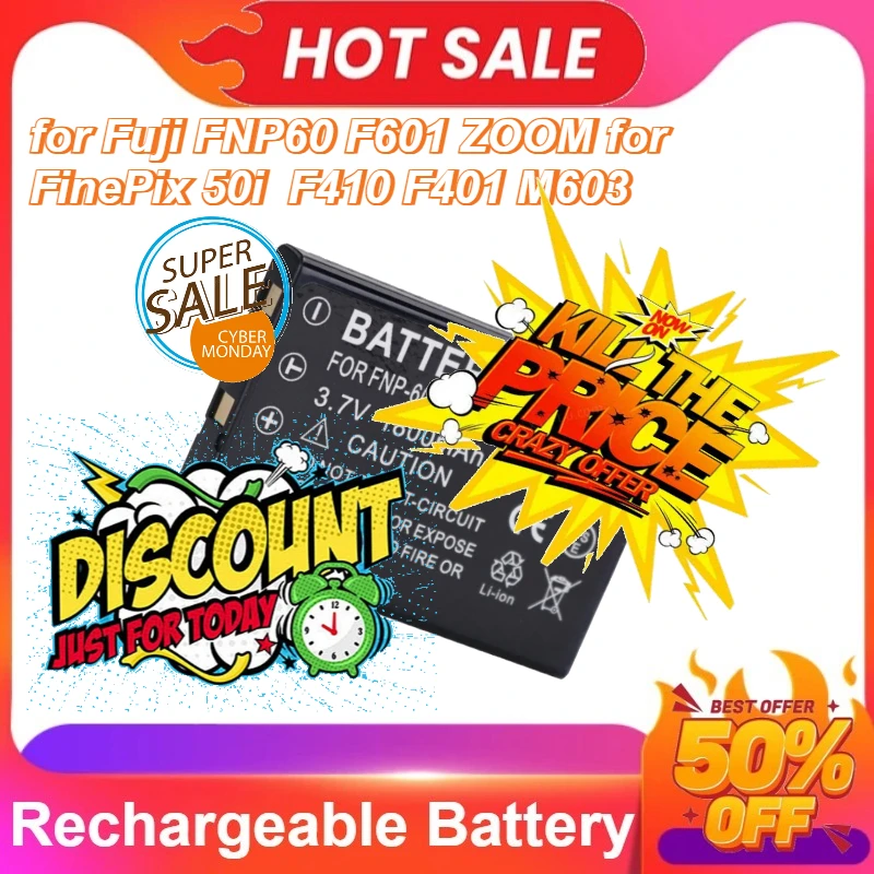 

NP-60 for Fuji FNP60 F601 ZOOM for FinePix 50i F410 F401 M603 3.7V 1800mAh Camera Battery