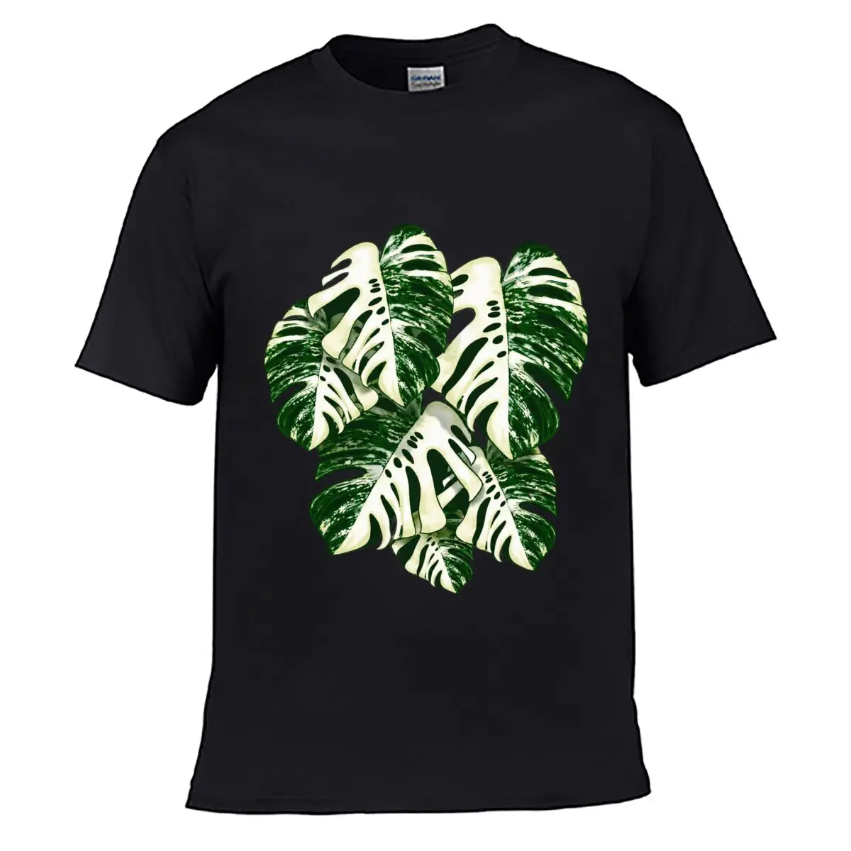 Variegated Monstera Leaves Plant Lover Houseplant Tropical Leaf Pattern Summer short-sleeved Loose Top