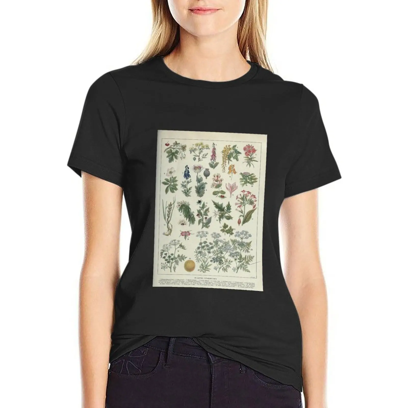 Poisonous plants, Plantes vénéneuses, Botanical illustration T-Shirt customs funnys Woman fashion