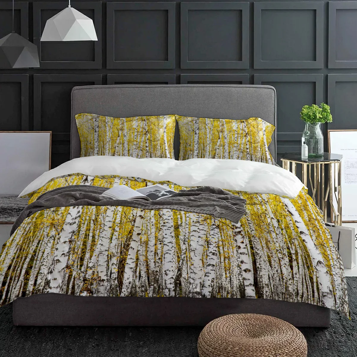 

Plant Yellow Birch Tree Forest Bedding Set 3pcs Duvet Cover Pillowcase Kids Adult Quilt Cover Double Bed Set Home Textile