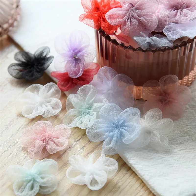 

10pcs/Lot 1Inch Mini Silk Lace Flower Sunflower Patches DIY Sewing Applique Decoration For Dress Wedding Hairpin Hats Christmas