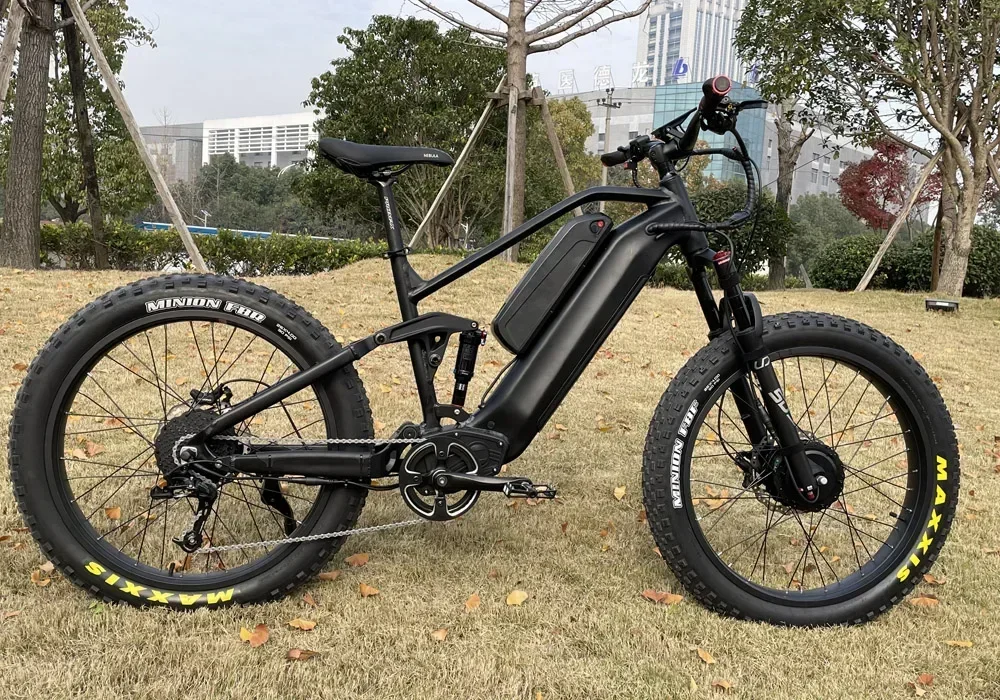 2024 New 3000W48V20AH hub drive fat tire snow bike 24X4.0 full suspension outdoor off-road hunting electric mountain bike