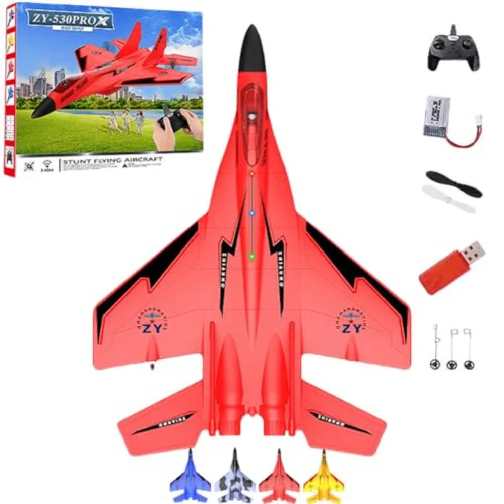 ZY-530 2.4ghz Rc Remote Control Fighter Plane Foam USB Charging Remote Control Fighter Jet With Colorful Lights Electric