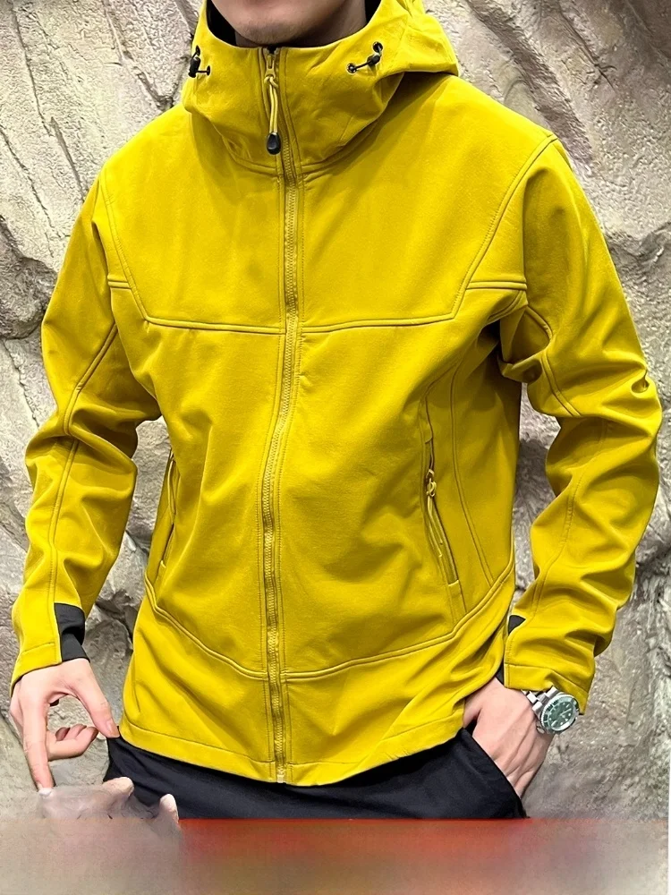 

Thiened Fce уличное водонепроницаемое софтшелл Jaet с капюшоном, мужское и женское осенне-зимнее пальто, подходит для спа из нейлона и полиэстера...