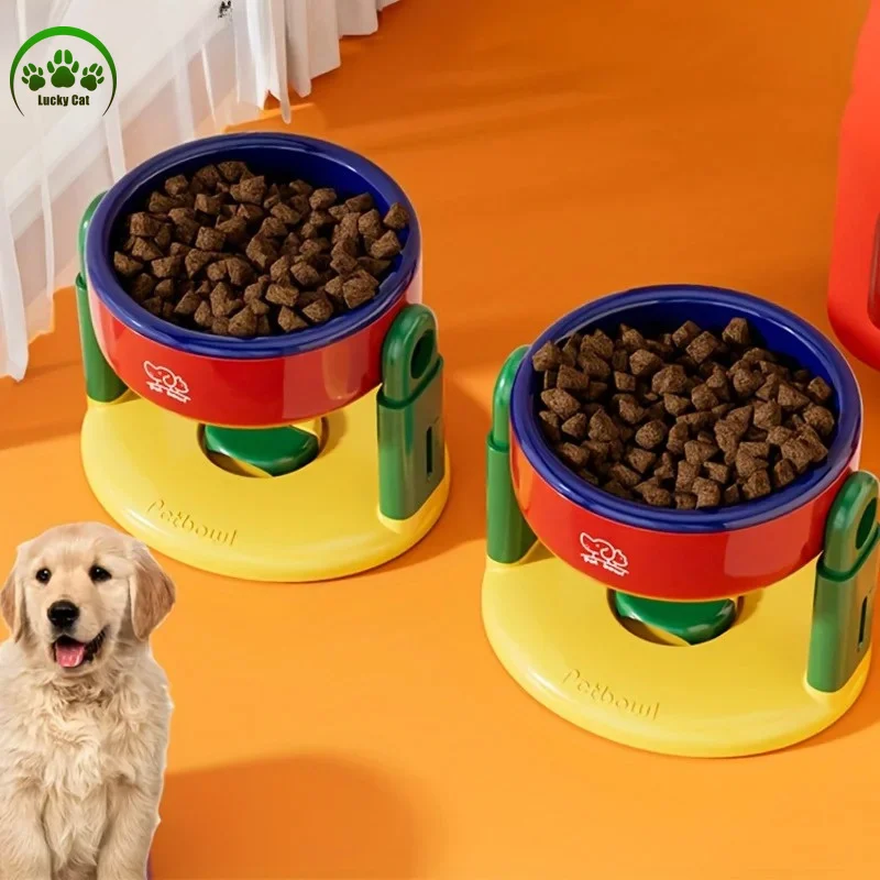 Elevated Dog Bowl Adjustable Dog Feeder Anti-Slip Large Capacity Puppy Bowl Neck Protector Cat Bowl Dog Accessories
