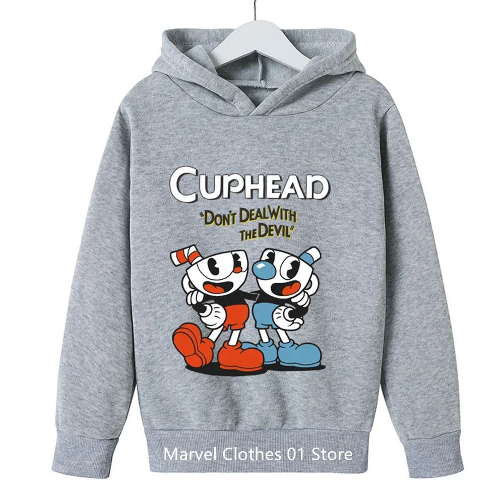 2024 Game Cuphead Hoodie Kids Clothes Girls Childrens Clothing 3-14 Year Children Clothing Boys Sweatshirts Spring Autumn Tops