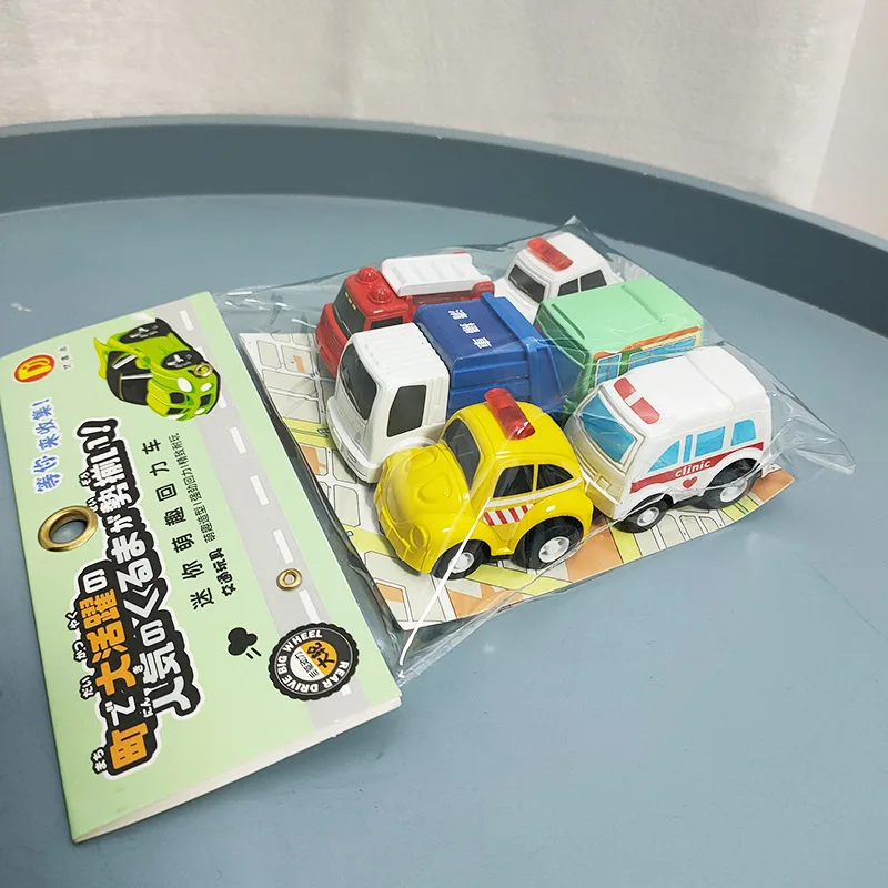 6 pezzi mini inerziale tirare indietro set di auto di ingegneria bambino bambini giocattoli di cartone animato regalo di compleanno consegna casuale