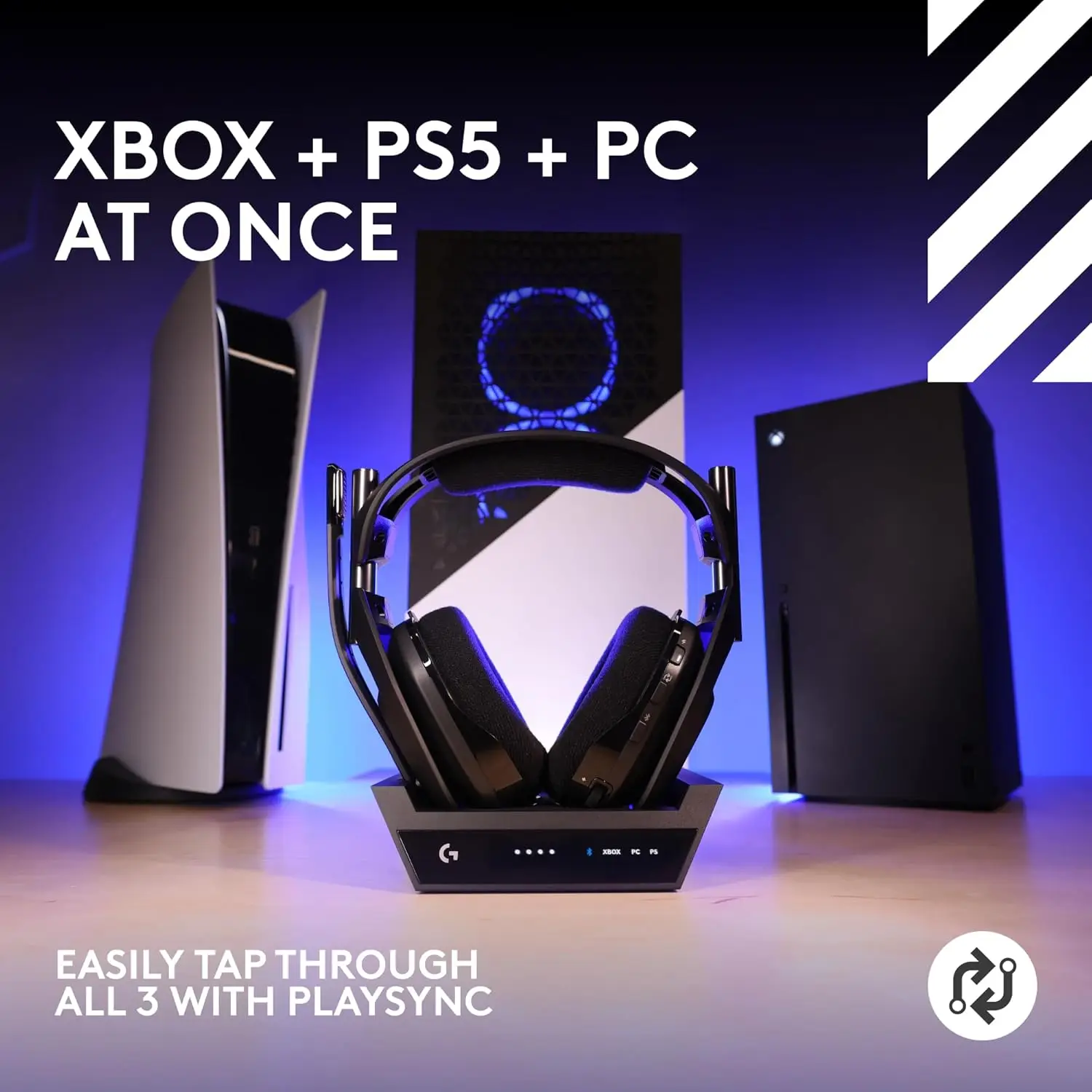

G Astro A50 X Omni-Platform Wireless Gaming Headset + Base Station for PS5, Xbox, PC: PLAYSYNC Video & Audio Switcher
