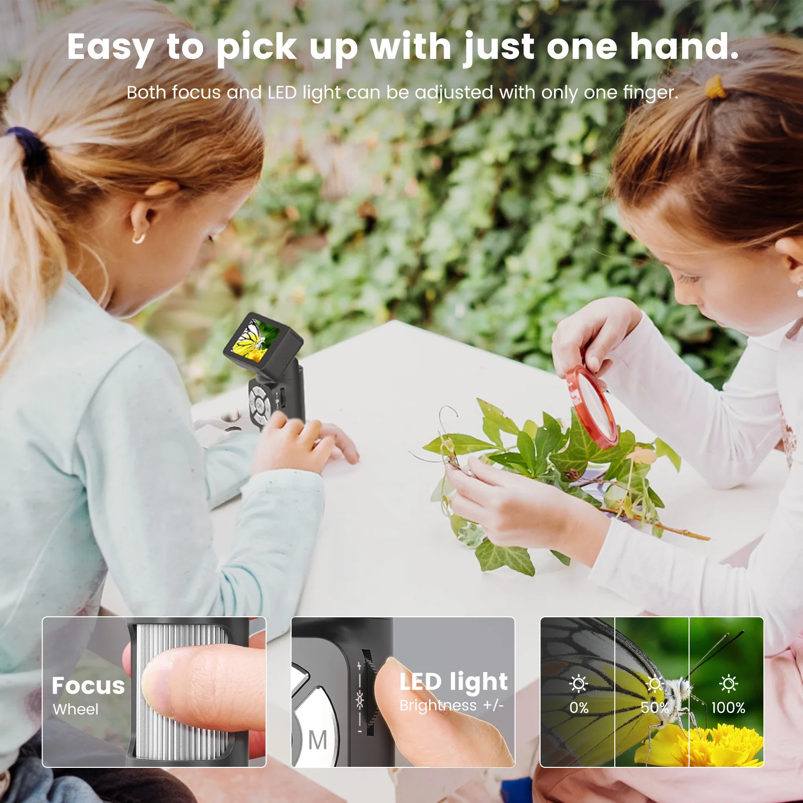 2inch 2MP 1080P 50/500X Kids Digital Microscope Camera Handheld Endoscope For Educational CMOS Borescope Magnifier AD112