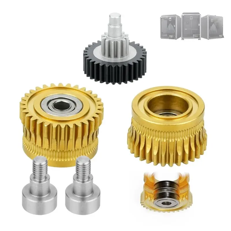 ABSS-2X K1 Max Extruder,K1 Double Bearing Gear Upgrade Kit Hardened Steel ,For K1 / K1 Max / K1C 3D Printer Accessories Parts