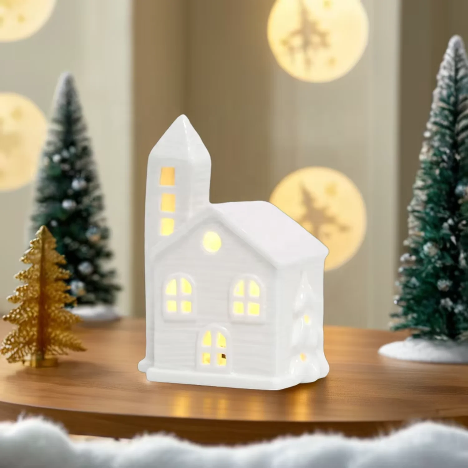 Selling christmas decoration Christmas ceramics craft vilage house with LED For Christmas  decoration