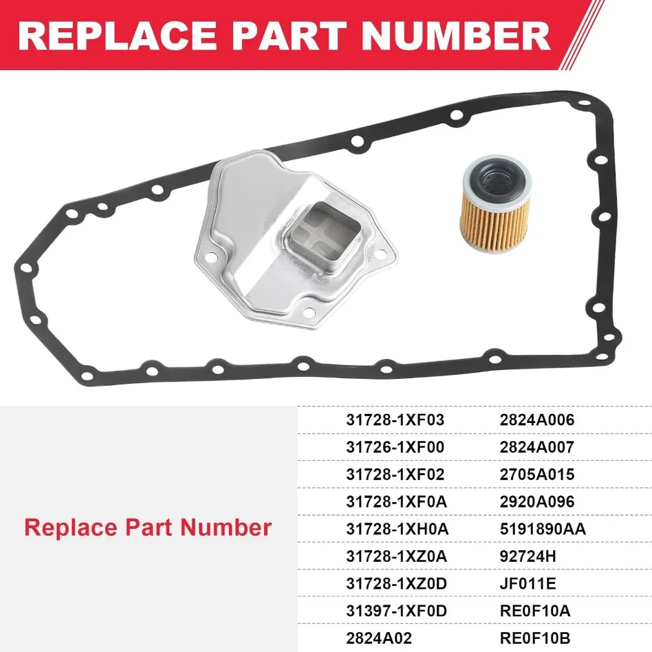 Filter Kit Fits Transmission Valve Pan Gasket Oil Strainer for Nissan Altima Rogue Sentra NV200 Dodge Caliber Jeep Mitsubishi