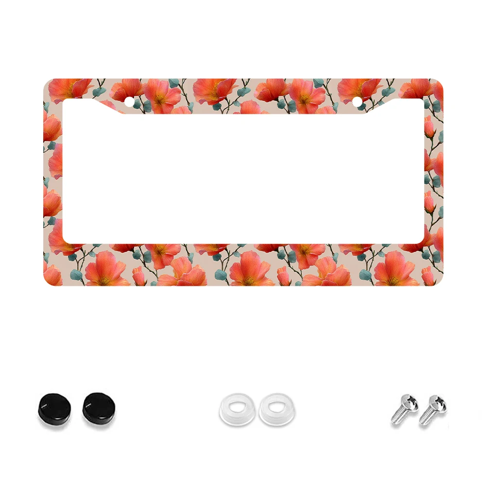 

1 шт., винтажный розовый цветочный узор, рамка номерного знака с 2 отверстиями, алюминиевый материал, 6x12 дюймов с комплектом винтов, забавное украшение автомобиля, подарок