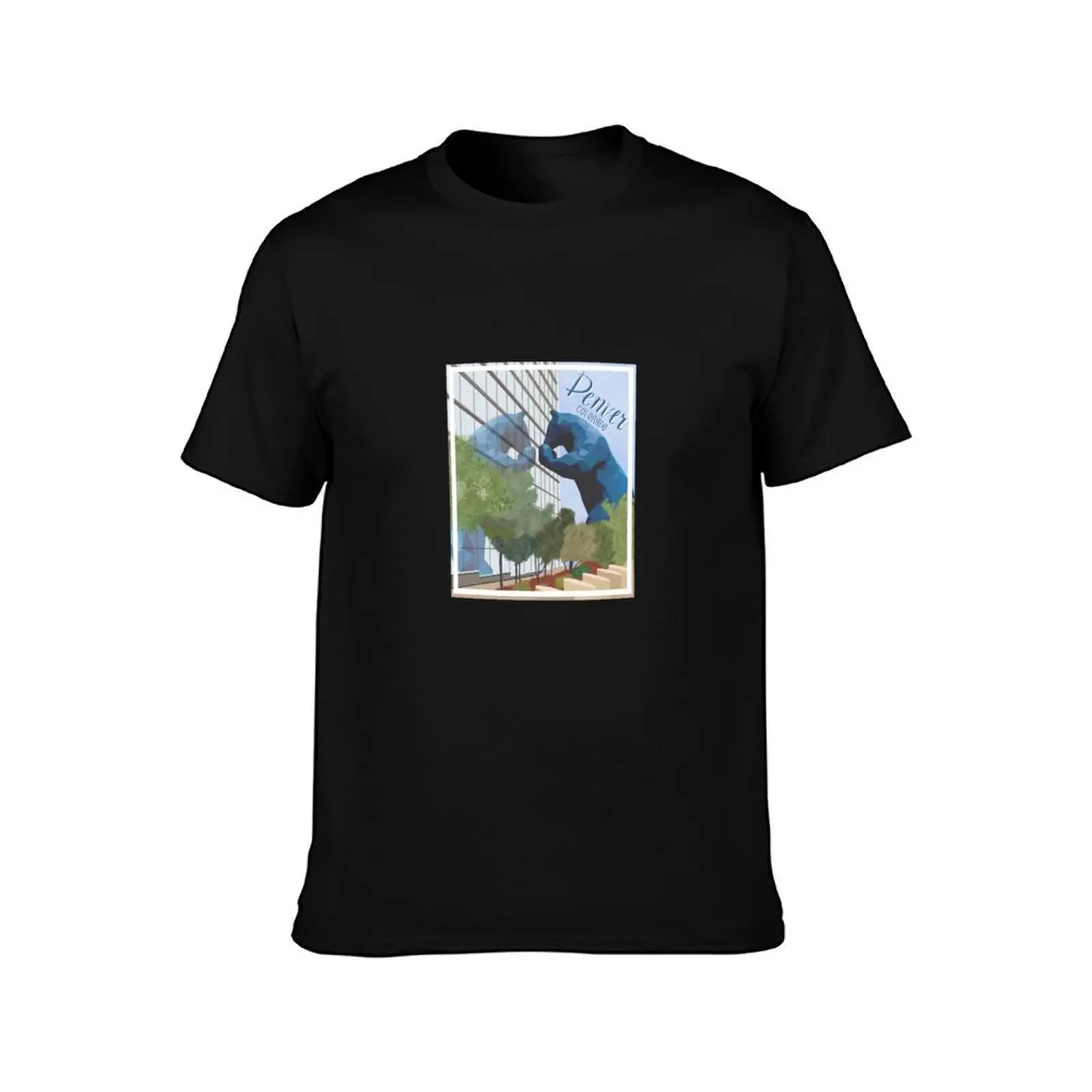 Denver Big Blue Bear Sticker T-Shirt Summer Casual Cotton Tee Oversized Streetwear Tops Vintage Graphic Print 100% Cotton