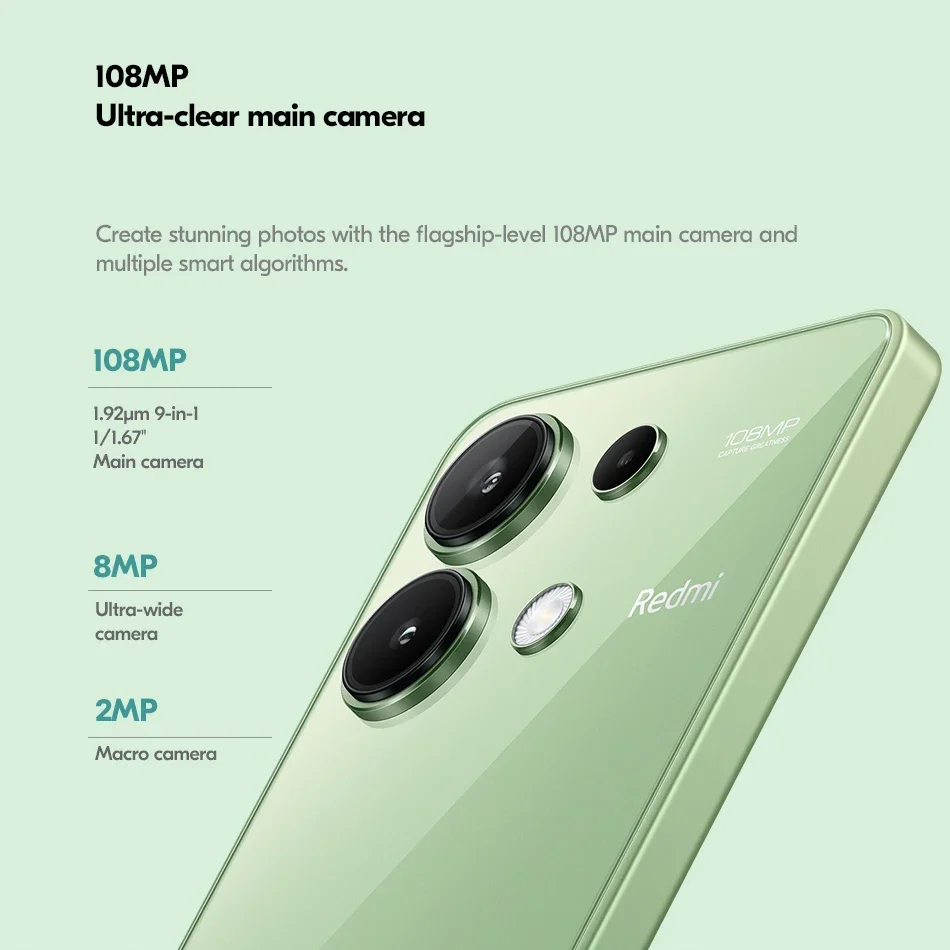 Global Version Xiaomi Redmi Note 13 4G Smartphone 108MP Triple Camera 120Hz AMOLED Snapdragon 685 Octa Core 33W Fast Charging