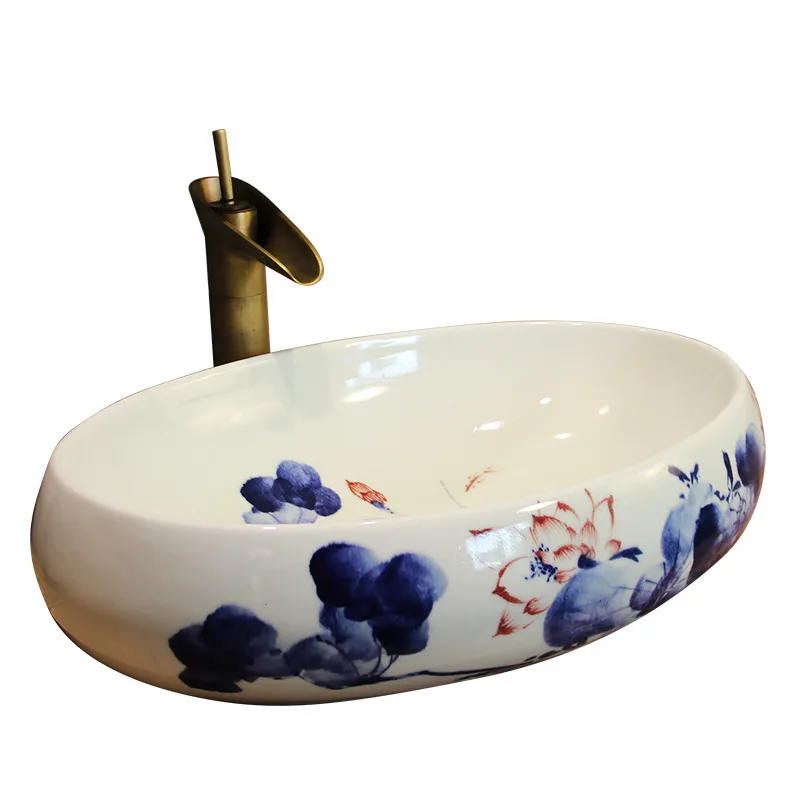 Ceramic art table basin Chinese creative table wash basin antique household bathroom basin retro washbasin