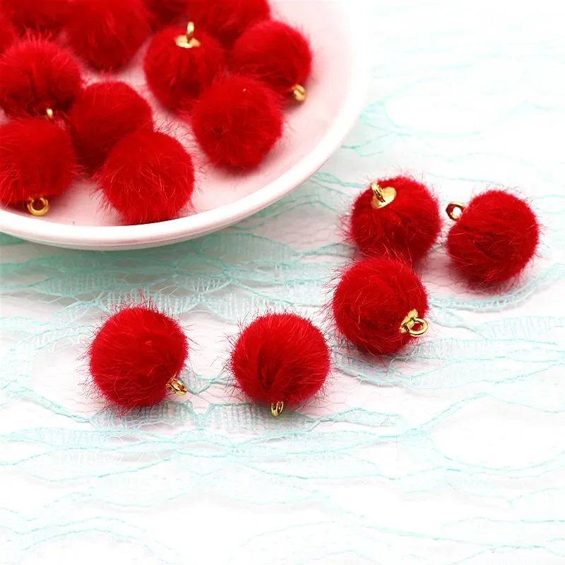 15mm Imitation Mink Fur Ball Pendant Earrings Necklace Pendant Earrings Bag Accessories Manual DIY Parts 60pcs 240pcs