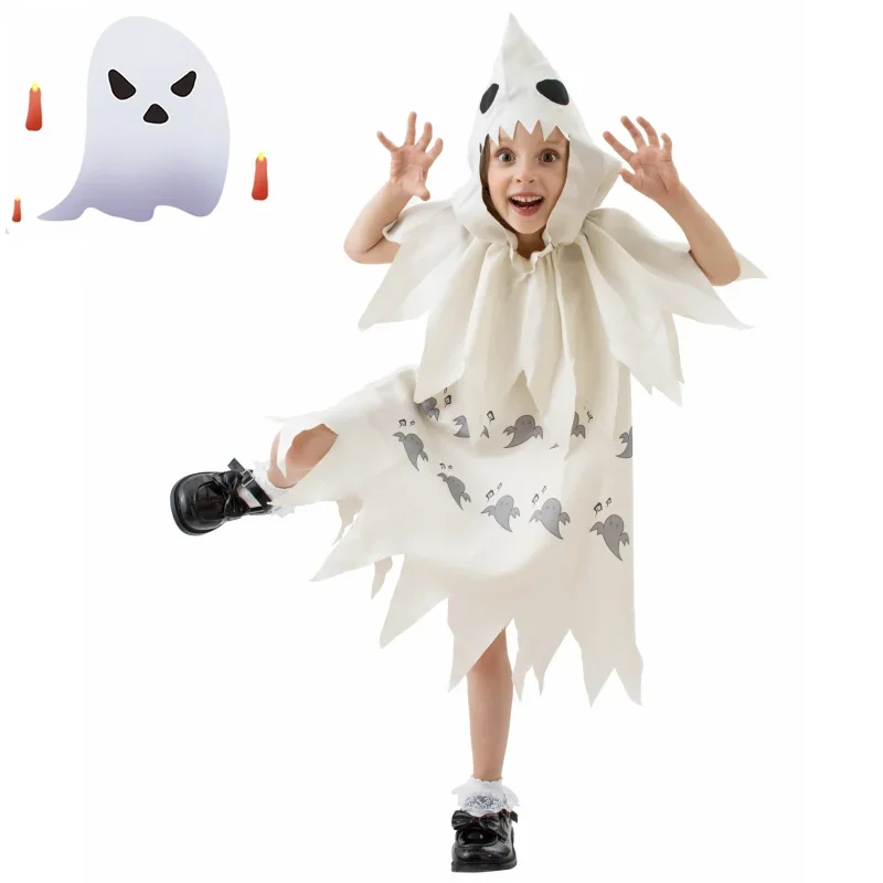 

Kids Boys Girls Cute White Ghosts Role Play Costumes Kids Costume Shows Halloween Cosplay Theme Party 2025