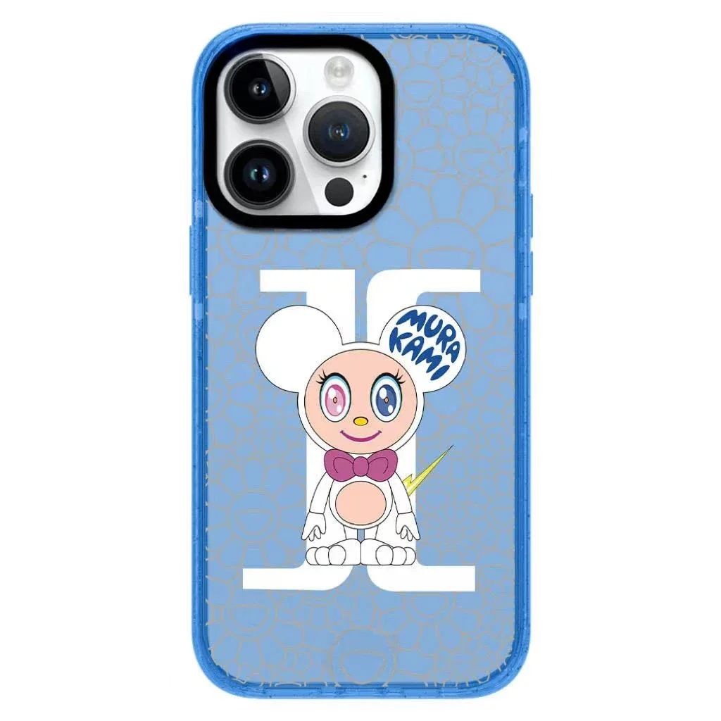 Cartoon Mouse 2.0 Acrylic Blue Border iPhone 12 13 14 15 16 Pro Max Protective Case, Fits iPhone 16 Pro Max