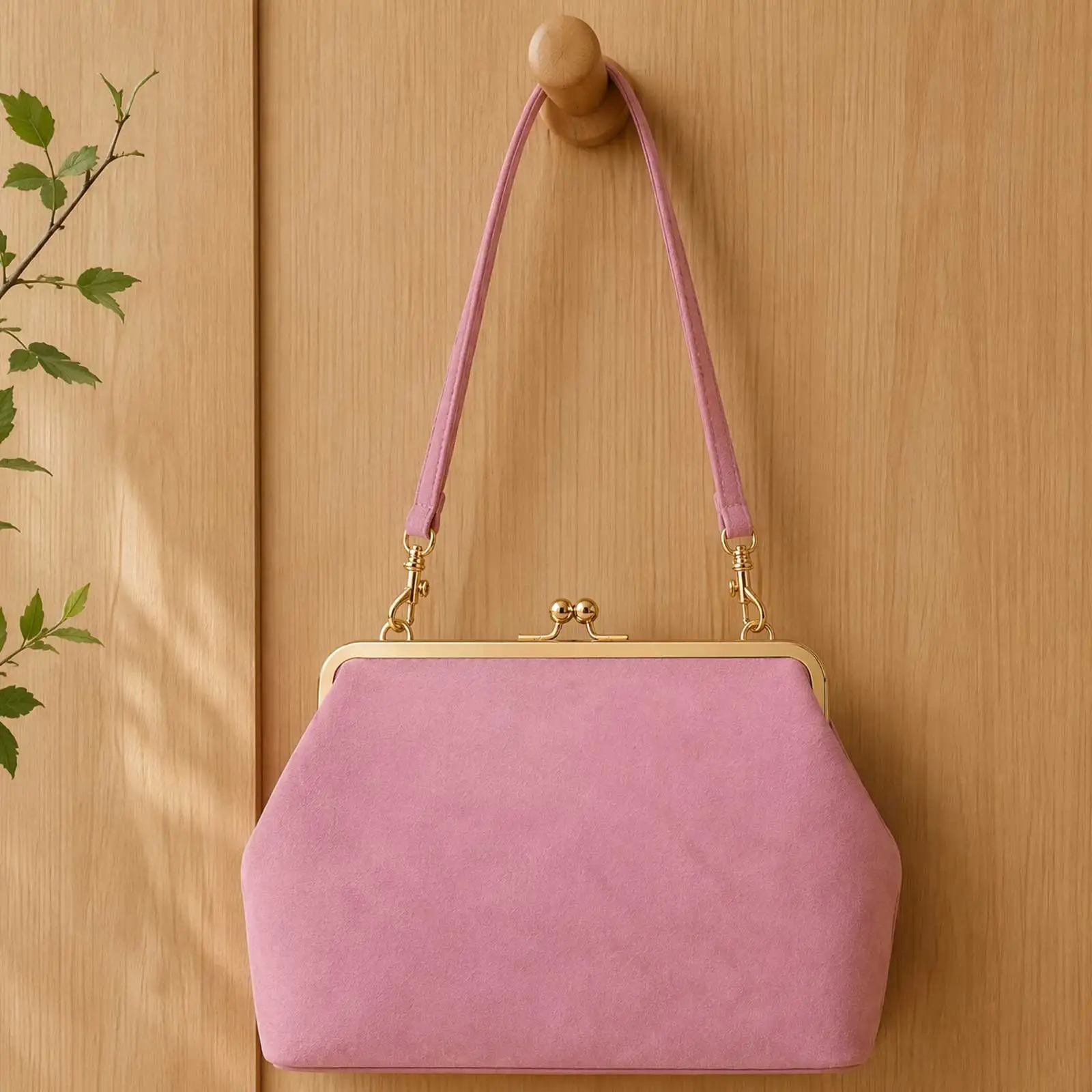 Women Large Kiss Lock Bag 2026 New Pink Clutch Shoulder PU Handbag