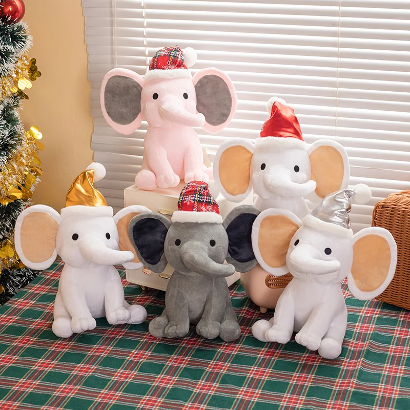 

Cute New Christmas Hat Elephant Plush Toy Kawaii Cartoon Elephant Doll As A Birthday And Christmas Gift For Children