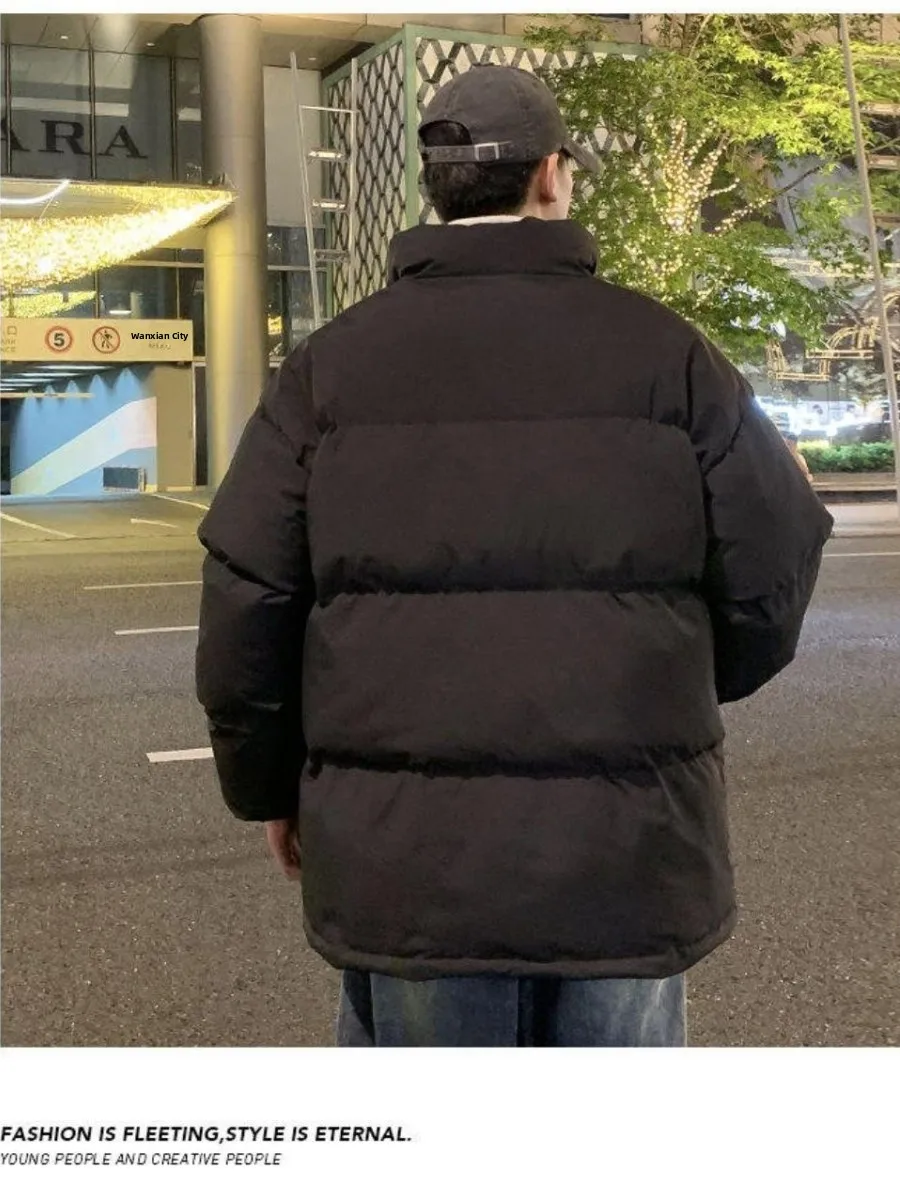 

Хлопковое пальто Thiened Bread Sle для мужчин, осень-зима, корейская версия, модное брендовое свободное хлопковое пальто с крутым воротником