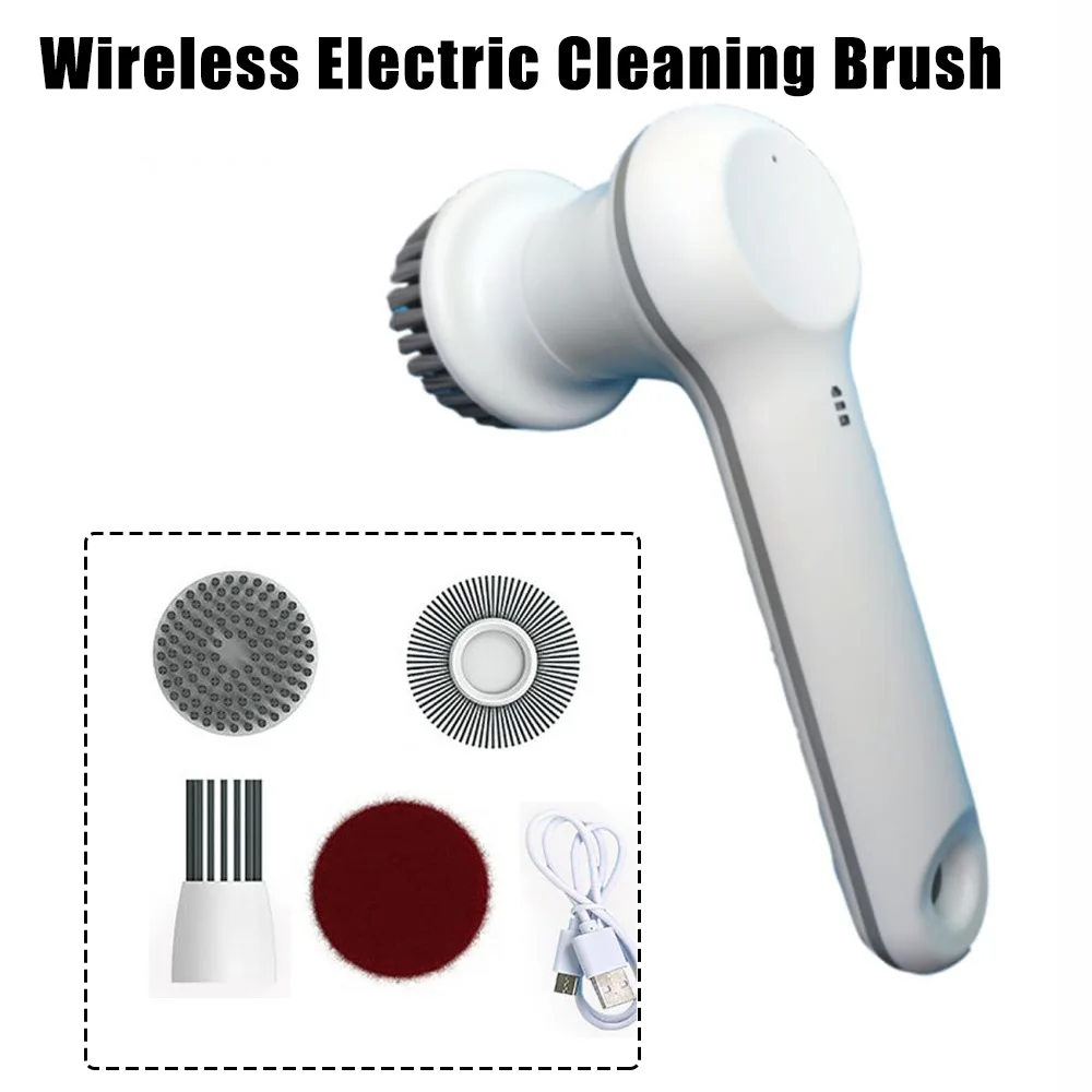 Wireless Electric Cleaning Brush Household Cleaning Tools USB Charging IPX7 Waterproof Multifunctional with 4 Brush Heads