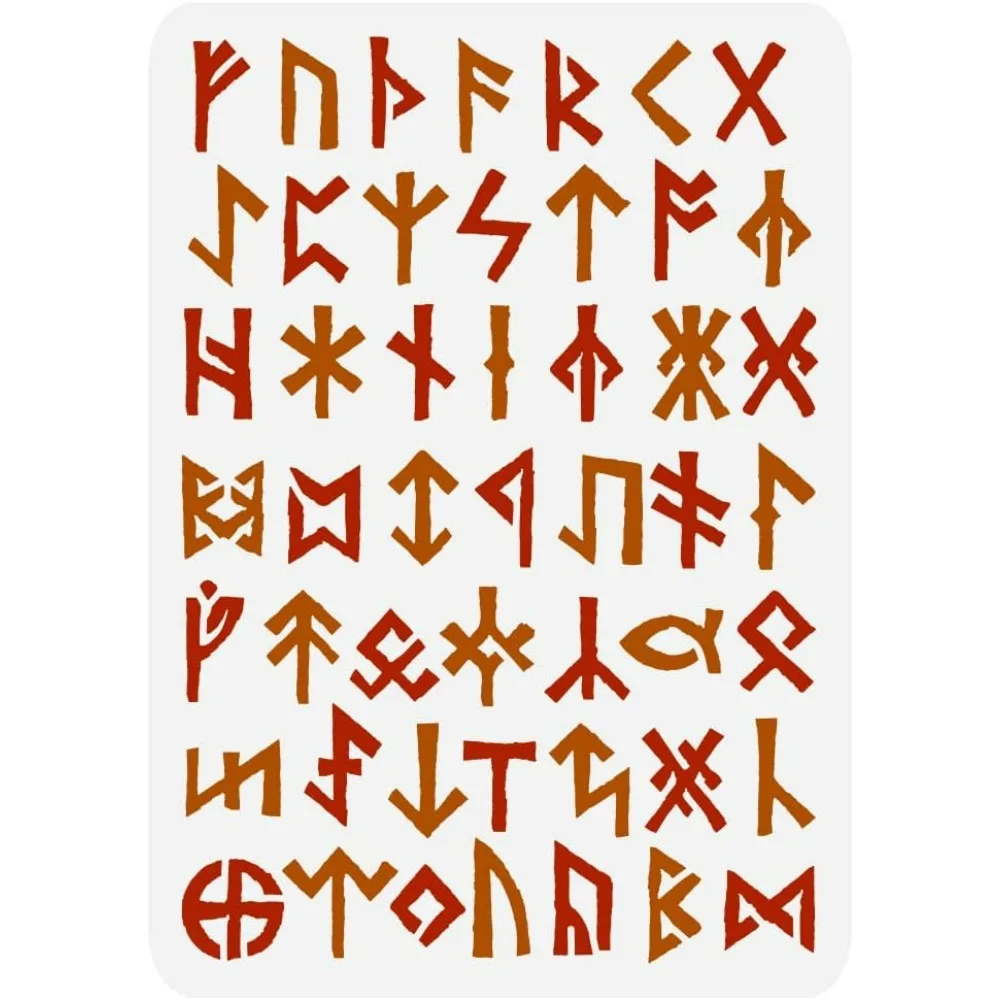 Viking Rune Painting Stencil 8.3x11.7inch Reusable Ancient Alphabet Stencil Viking Theme Rune Pattern Craft Stencil for Painting