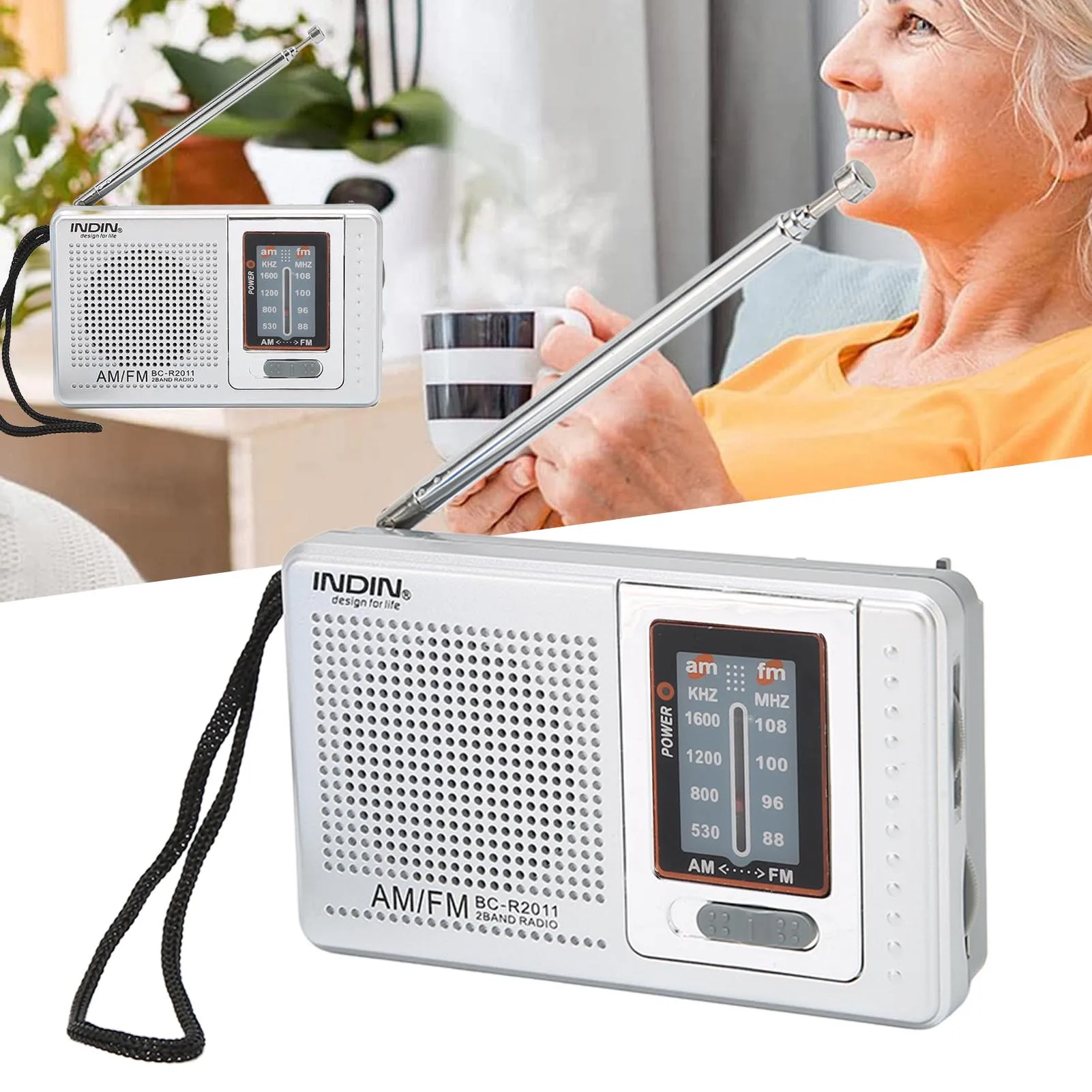 Radio AM FM Gris plateado Durable con pilas Altavoz incorporado Radio de bolsillo portátil Calidad perfecta para viajes al aire libre