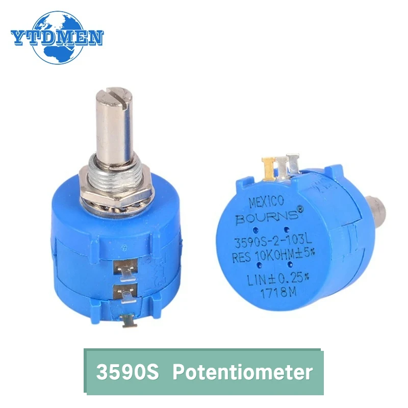 1 peça potenciômetros de precisão multivoltas 3590s potenciômetro enrolado resistor ajustável 100r 200r 2k 5k 10k 20k 50k 100k ohm