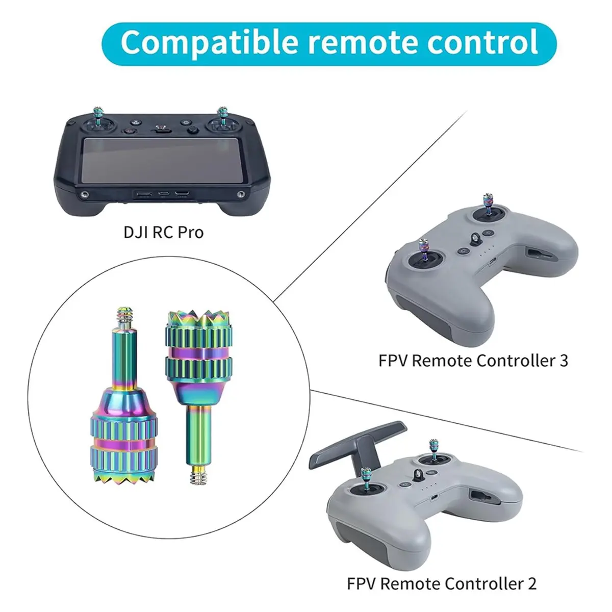 DT75BG 4PCS Metal Control Joysticks Rocker Stick Thumb Joystick for FPV Remote Control Rod Drone Replacement Accessories