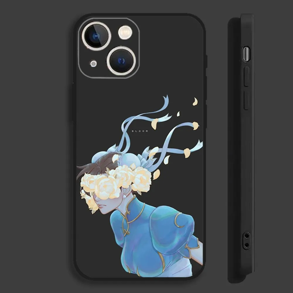 ChunLi art S-Street F-Fighter Phone Case For iPhone 16,15,14,13,12,11,Pro,Max,Plus,Mini,X,XS,XR,8,7,6,S,SE Soft Black Case