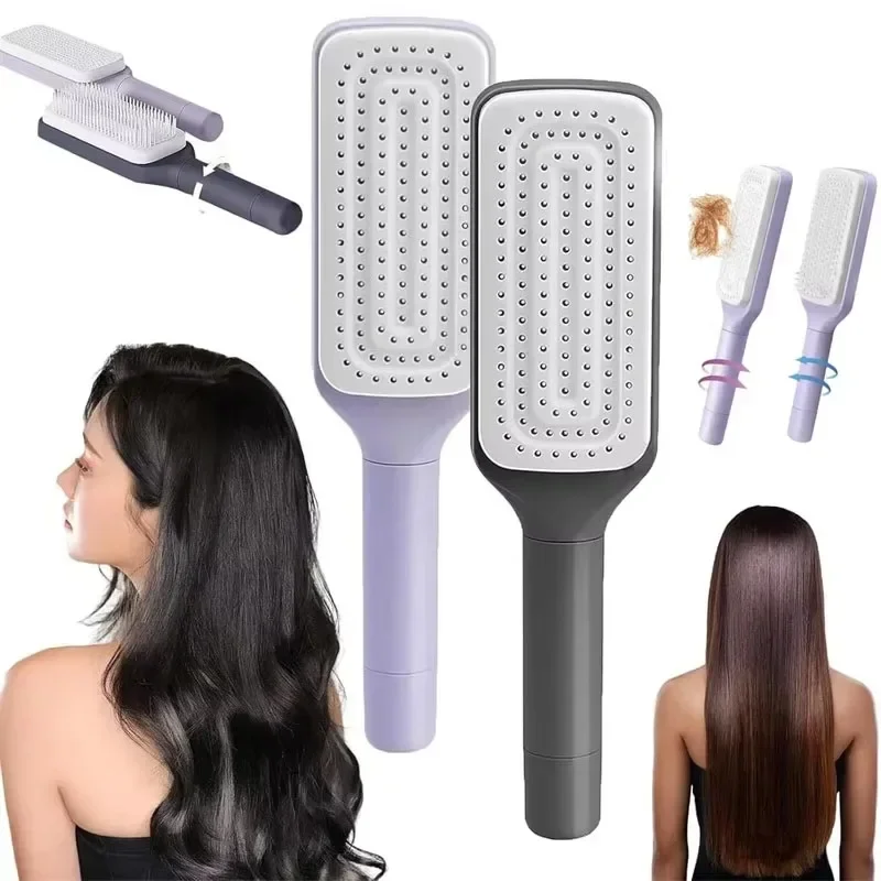 Rotatable Self-Cleaning Air Cushion Massage Brush Retractable Telescopic Comb