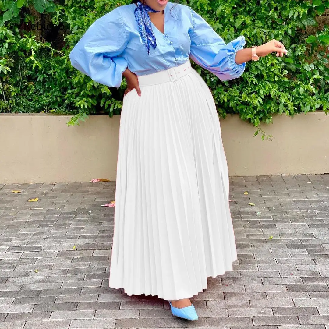 Pleated Floor Length Maxi Skirt For Women High Waist Belt Design For Special Ceremonies And Evening Gathering Occasions