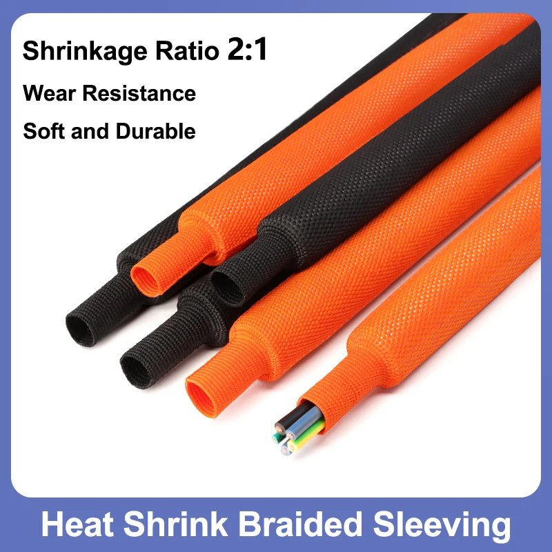 Heat Shrink Braided Sleeving 4 6 8 10 12 16 20 25 30mm Auto Car Wire Wrap Sheath PET Insulated Tube Line Protection Cable Sleeve