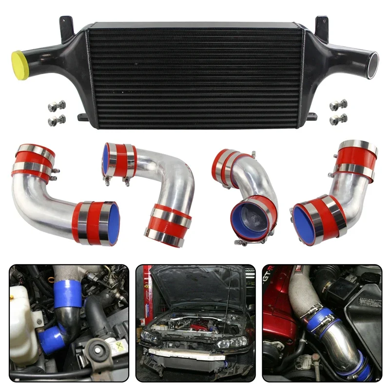 Upgrade FMIC Front-Mount Intercooler Hose Kit Fits For Nissan Skyline R33 R34 GTR RB26DETT Black/Blue/Red High Performance