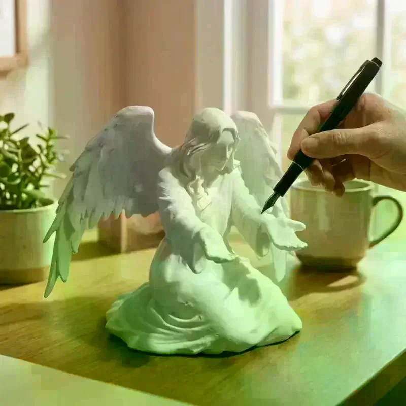 /&/3D Printed Plastic Angel Pen Stand Desktop Organiser Rack Pen Holder Plastic Non-Slip Base Stable Desktop Organizer Gift Idea